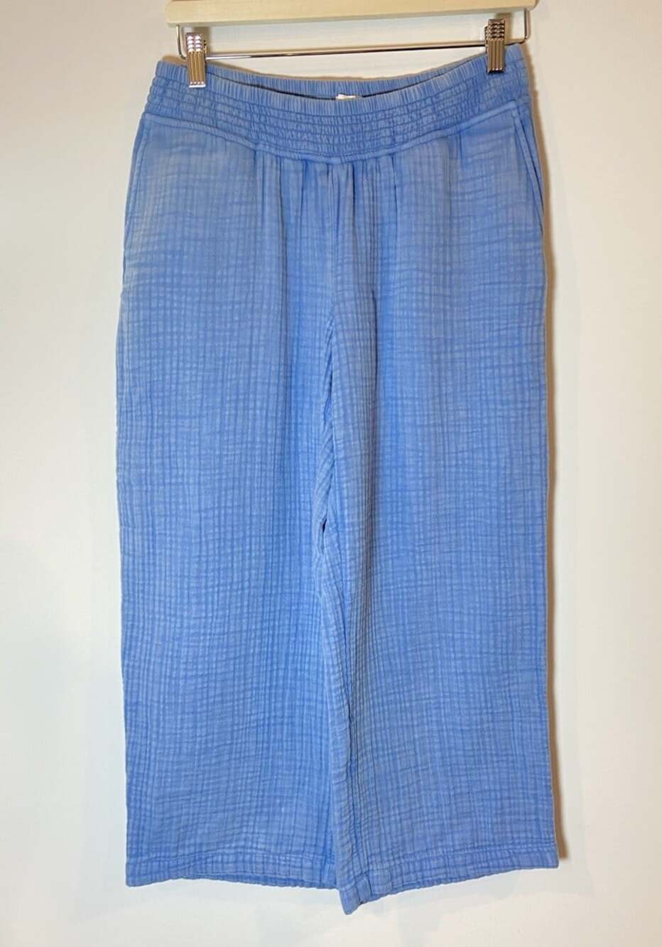 NWT J.Jill Pure Jill Wide Leg Crop Cotton Gauze Pants Blue Small Petite SP New
